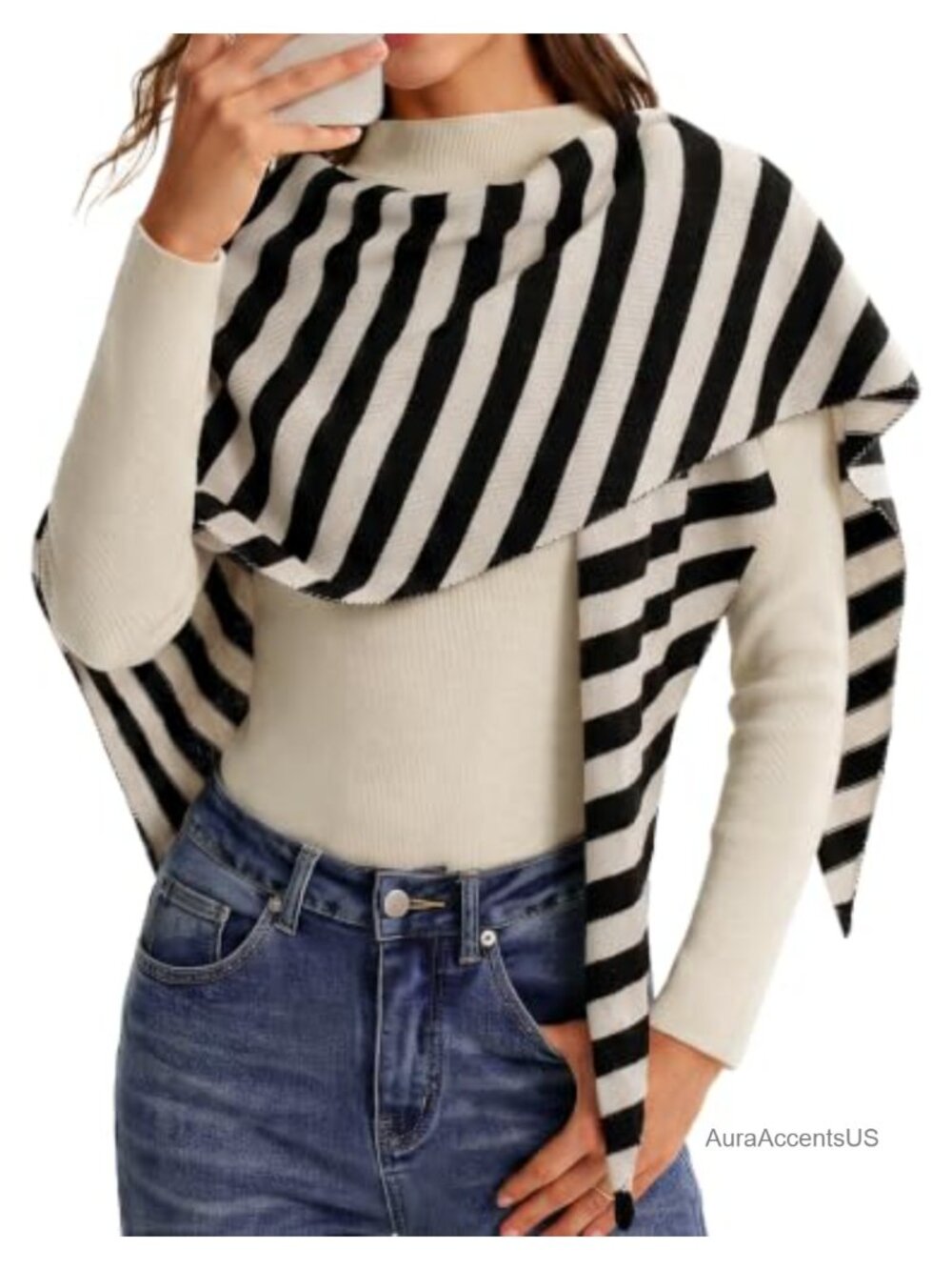 Women's Cashmere Wool Blend Triangle Pashmina Shawl Wrap Scarf